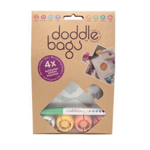 [DB014/04] PACK X4 REUSABLE 200ml POUCHES DODDLE BAGS 