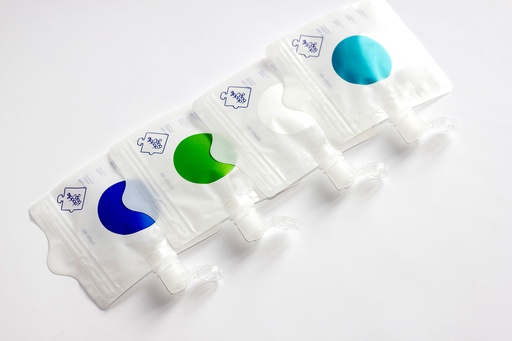 [DFT017/04] PACK X4 REUSABLE 100 ml POUCHES DODDLE BAGS FLIP TOPS